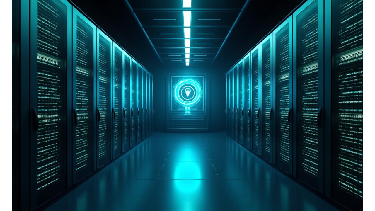 데이터 유출 방지를 위한 보안 시스템을 갖춘 데이터 서버 룸 이미지